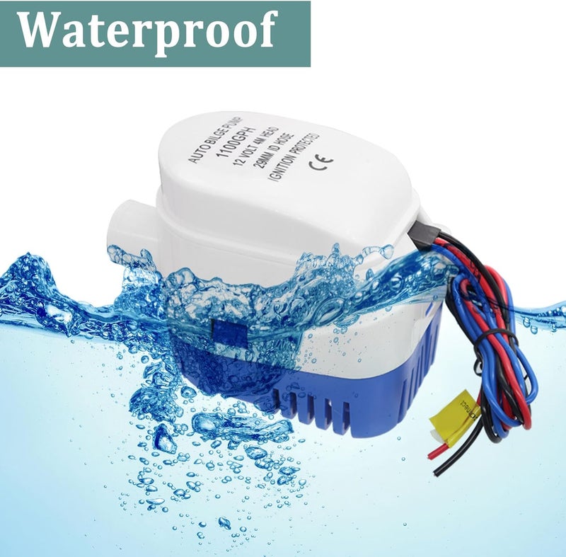 Seamaka 1-1/8 Inch Bilge Pump Installation Kit-1100gph 12v Automatic Boat Bilge Water Pump,6 FT PVC Hose,2 Hose Clamps,1-1/8 Inch ABS Thru-Hull Fitting - Image 4